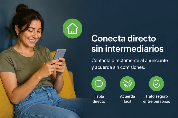 Persona usando su móvil para contactar un anuncio de cuarto en renta